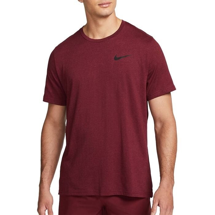 Nike Breathe Dri-FIT Mens Short Sleeve Training Running Gym Shirt Top Maroon XL