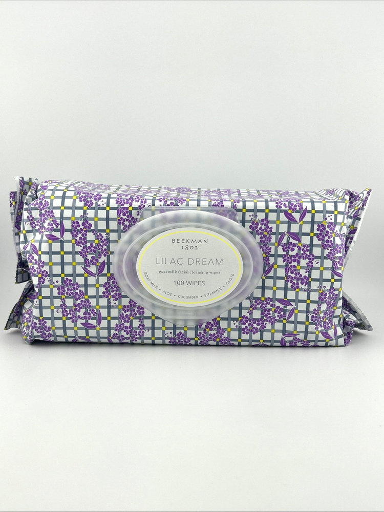BEEKMAN 1802 Goat Milk Facial Cleansing Wipes Lilac Dream 100 Count Sealed