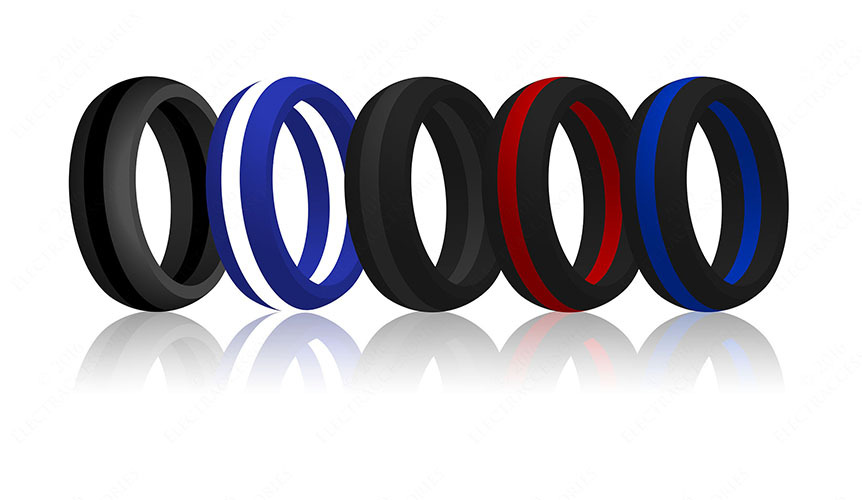 Slim Striped Silicone Wedding Band - FlexFit Sport Ring by AERA