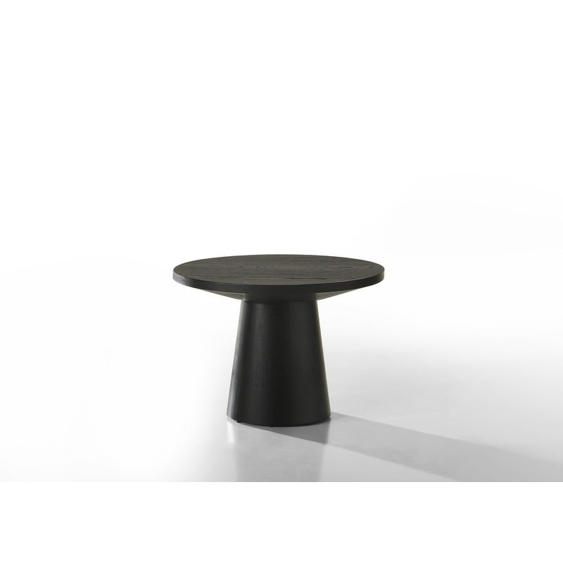 Jasper 22 Inch Round Ebony Black End Table with Pedestal Base
