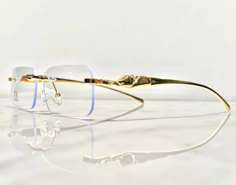 Stylish Gold Clear Bonano Sunglasses Inspired by Cartier and Dita