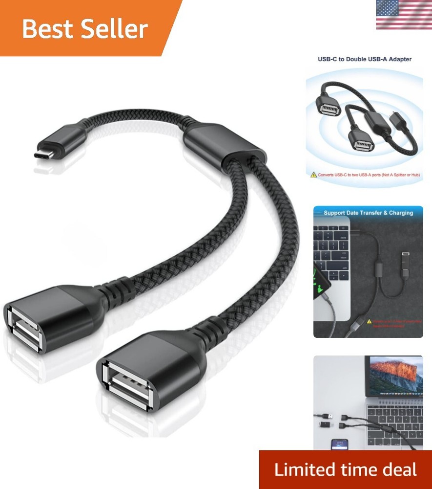 1FT USB C Male to Dual USB Female Adapter for Thunderbolt 3 & Type-C