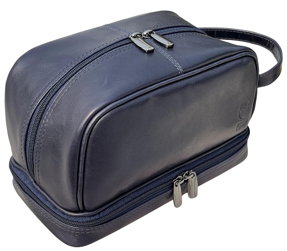 Leather Travel Toiletry Bag for Men - Shaving Dopp Kit Organizer