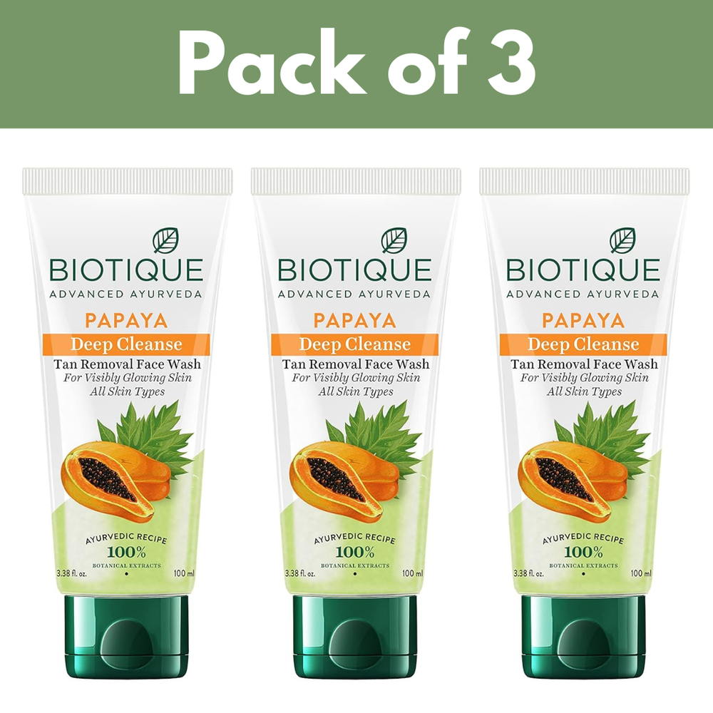 Biotique Papaya Deep Cleanse Face Wash, Gentle Exfoliation & Glowing Skin 100ml