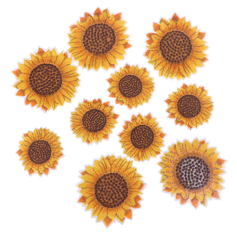 5Pcs Embroidered Sunflower Patches for DIY Sew or Iron On Clothing Crafts