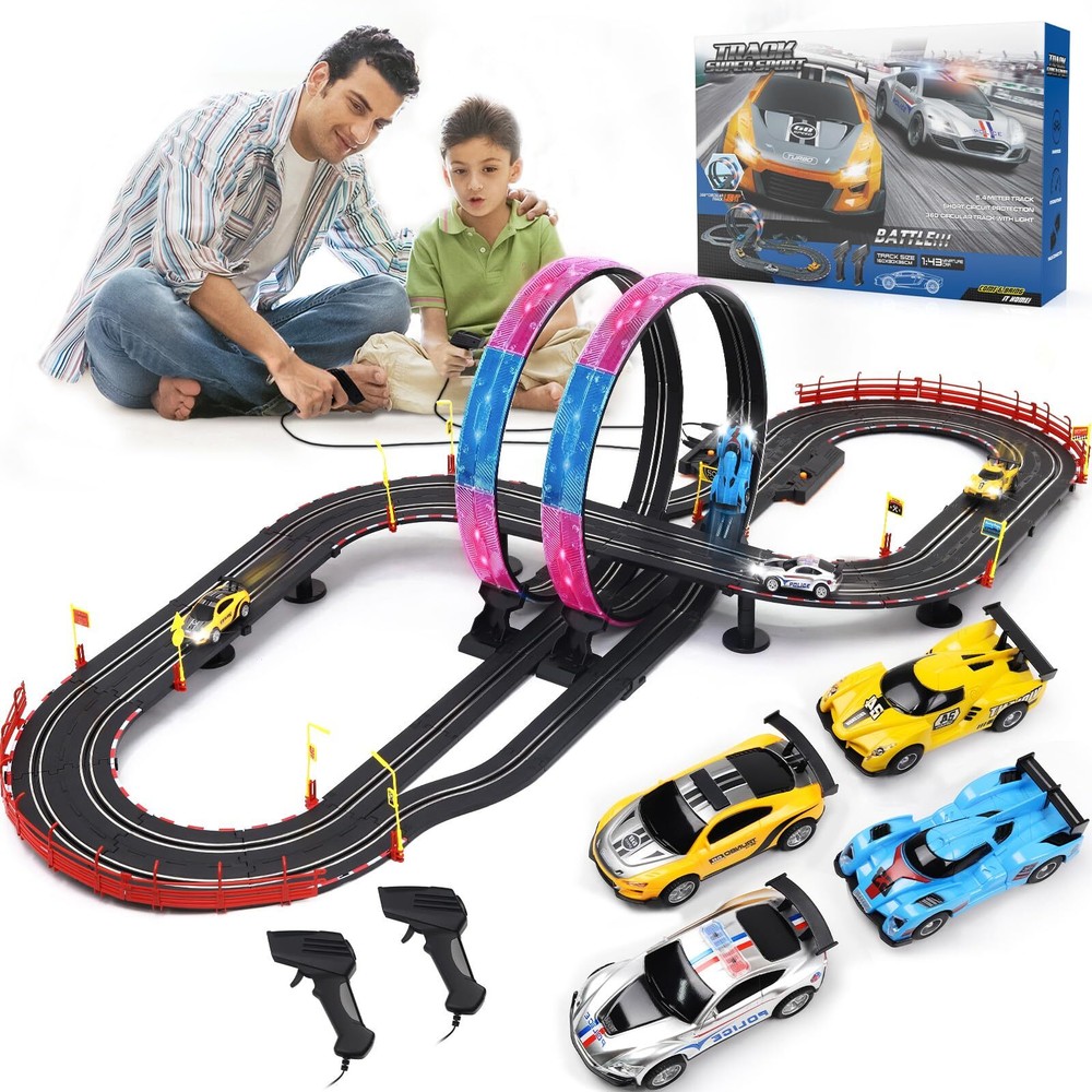 Slot Car Race Track Set Electric Powered Race Track Dual Racing Car Track Set