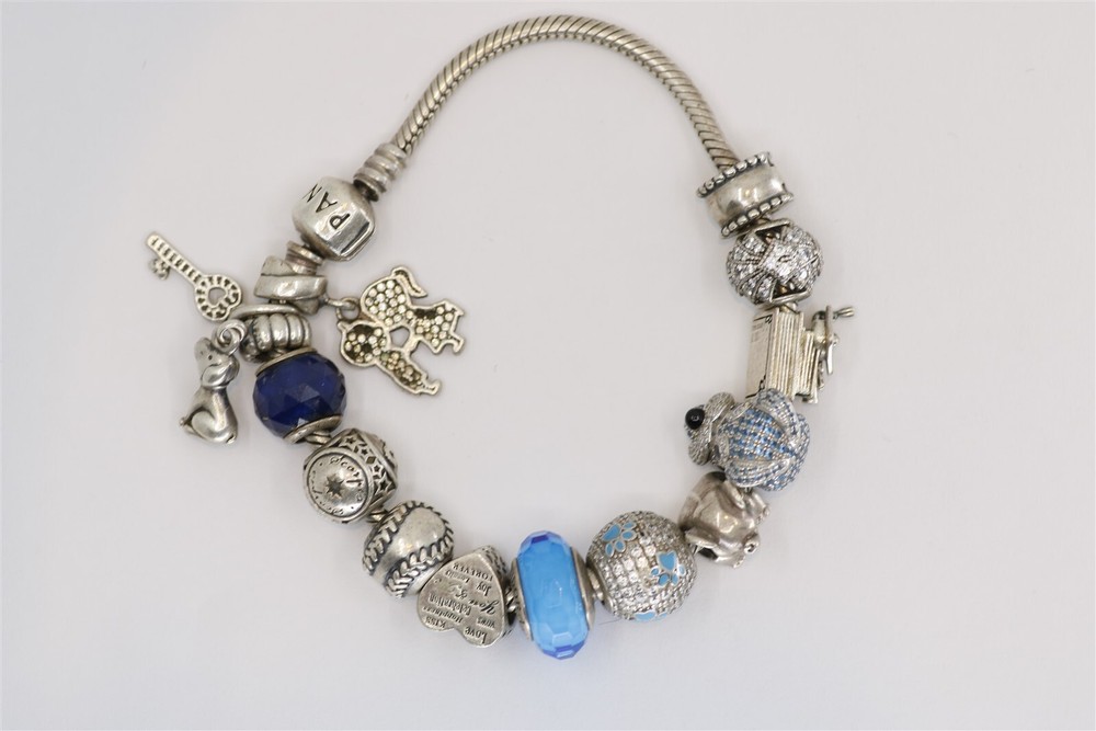 Vintage Sterling Silver Pandora Charm Bracelet 7.5