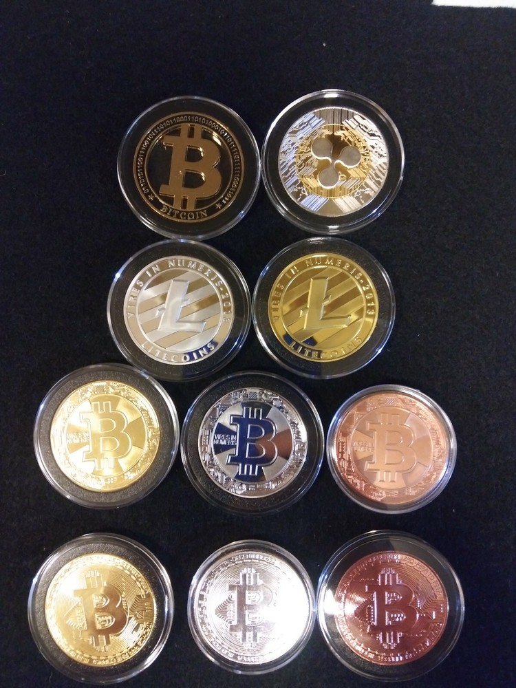 10 Cryptocurrency Commemorative Coins Like Bitcoin Gold Plated Rose Gold Silver-image