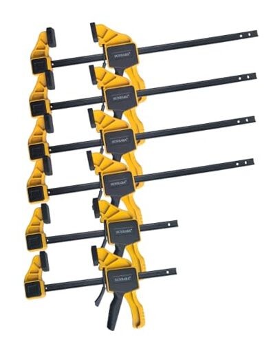 6 Pack Woodworking Clamps 12in and 6in Light Duty One-Handed Bar Clamps