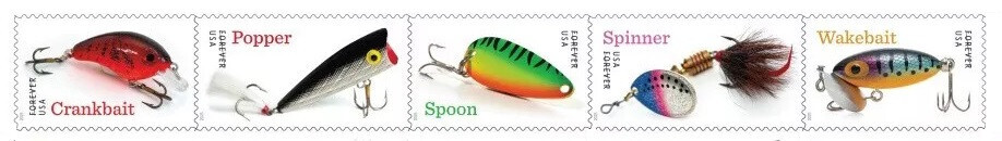 *NEW* 2025 Freshwater Fishing Lures (Strip of 5) 2025 Mint NH *(After 3/13/25)*