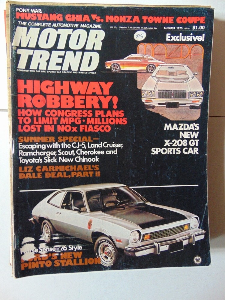 MOTOR TREND Magazine August 1975 Pinto Stallion
