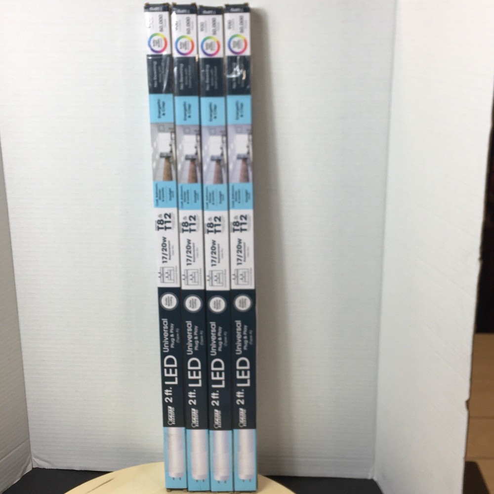 4 Count Universal 2ft. T8/T12 Florescent Tube Replacement Plug Play LED 5000k 2'