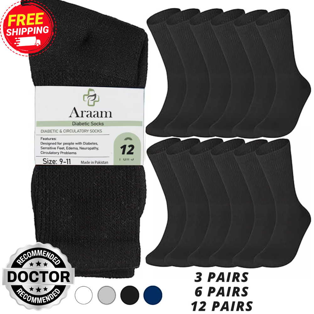 Diabetic Socks For Men Crew 3-12 Pair Wide Loose Seamless Women 9-11 10-13 13-15