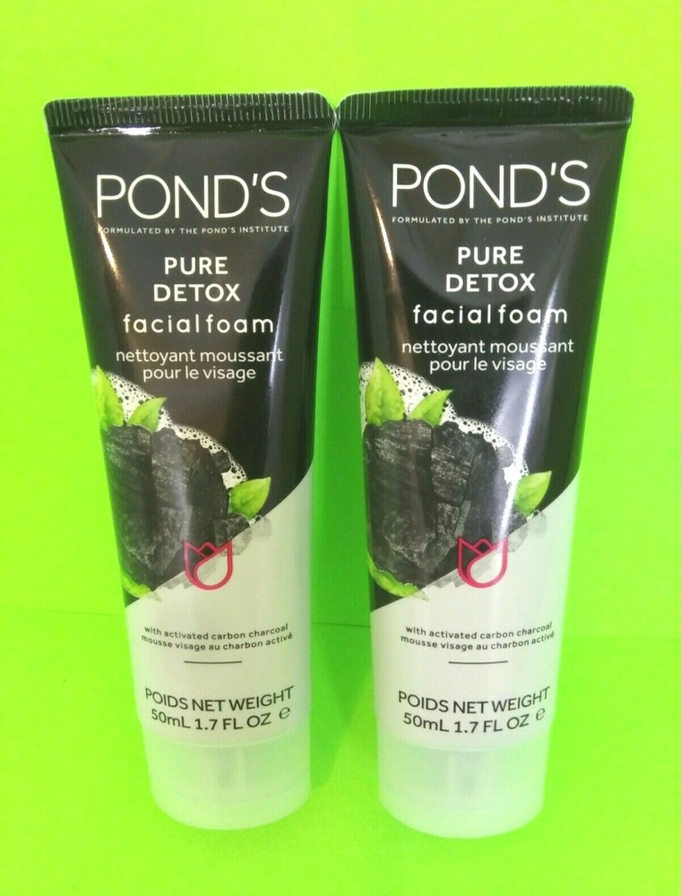 Ponds Facial Womens Pure Detox Foam 1.7 Oz Activated Carbon Charcoal Set Of 2