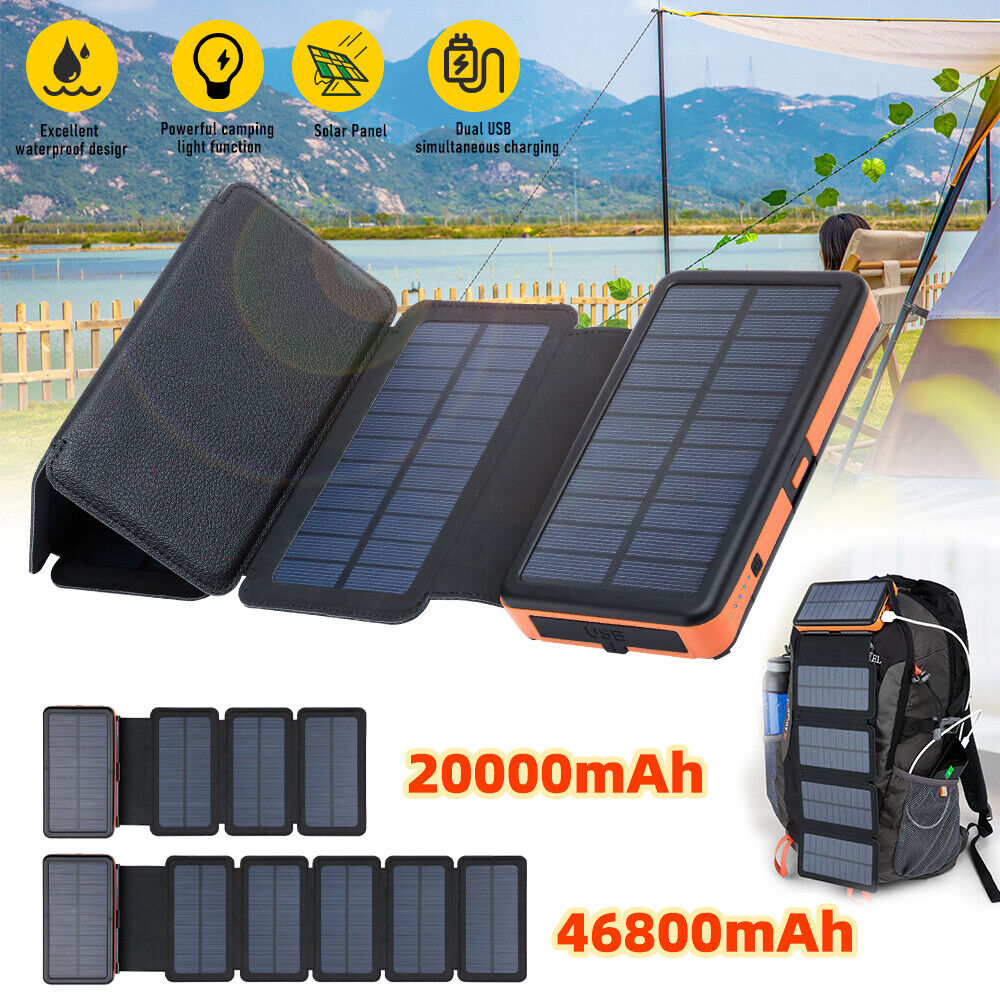 46800mAh Portable 6 Solar Panel Charger Folding Solar Power Bank For Cell Phone
