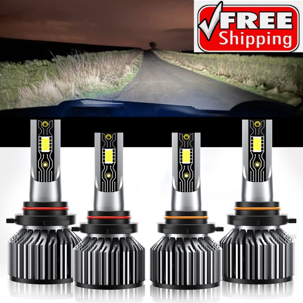 4x Super Bright White LED Headlights High Low Beam Kit For Audi S6 1995-1996