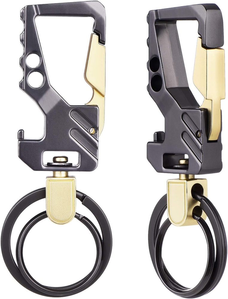 2-Pack Gunmetal & Gold Car Keychain Bottle Openers for Men Women