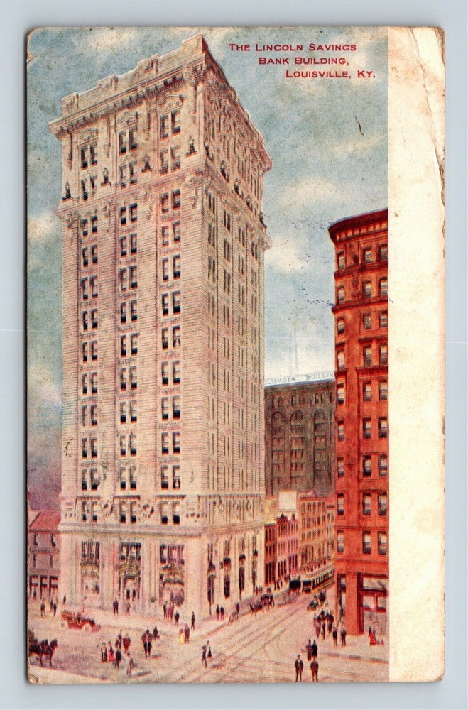 Louisville KY, Lincoln Savings Bank Building, Kentucky c1907 Vintage Postcard