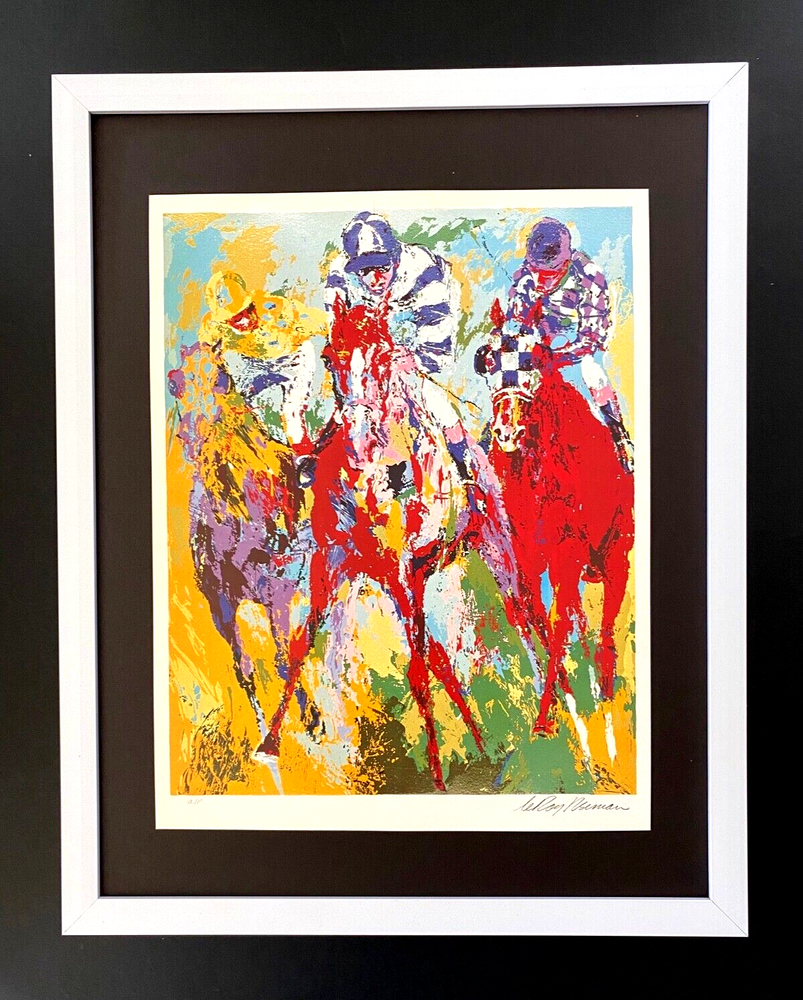 LEROY NEIMAN +  HORSE RACING  + CIRCA 1990'S + SIGNED PRINT FRAMED + BUY NOW-image
