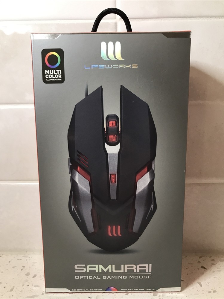 Lifeworks Samurai Optical Multi-Color Gaming Mouse LW-BL-GM1000B New Sealed