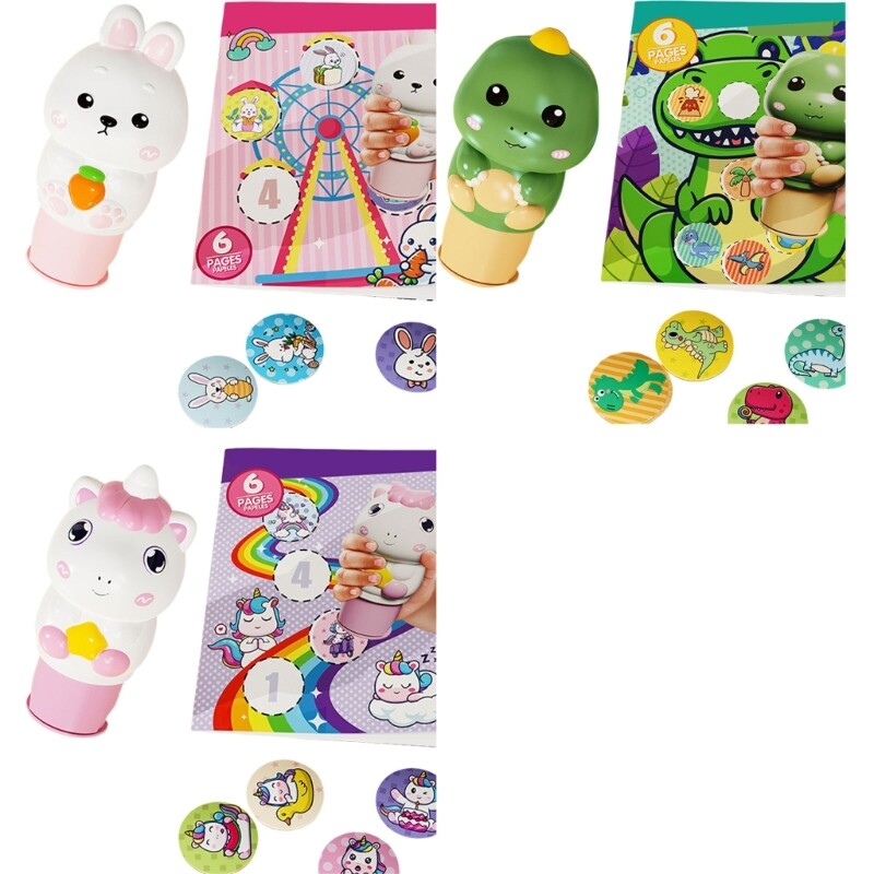 Creative Cartoon Stamp Sticker Set with 100pcs Stickers Craft Project Kids Toy