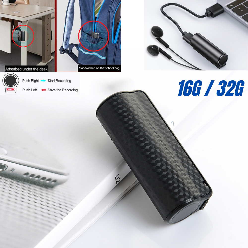 Mini Digital Voice Recorder - 16/32GB Hidden Spy Device with Auto Sound Activation-image