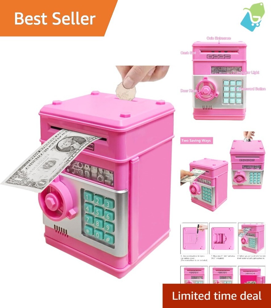 Interactive Kids' Piggy Bank with Password Protection - Best Gift in Deep Pink-image