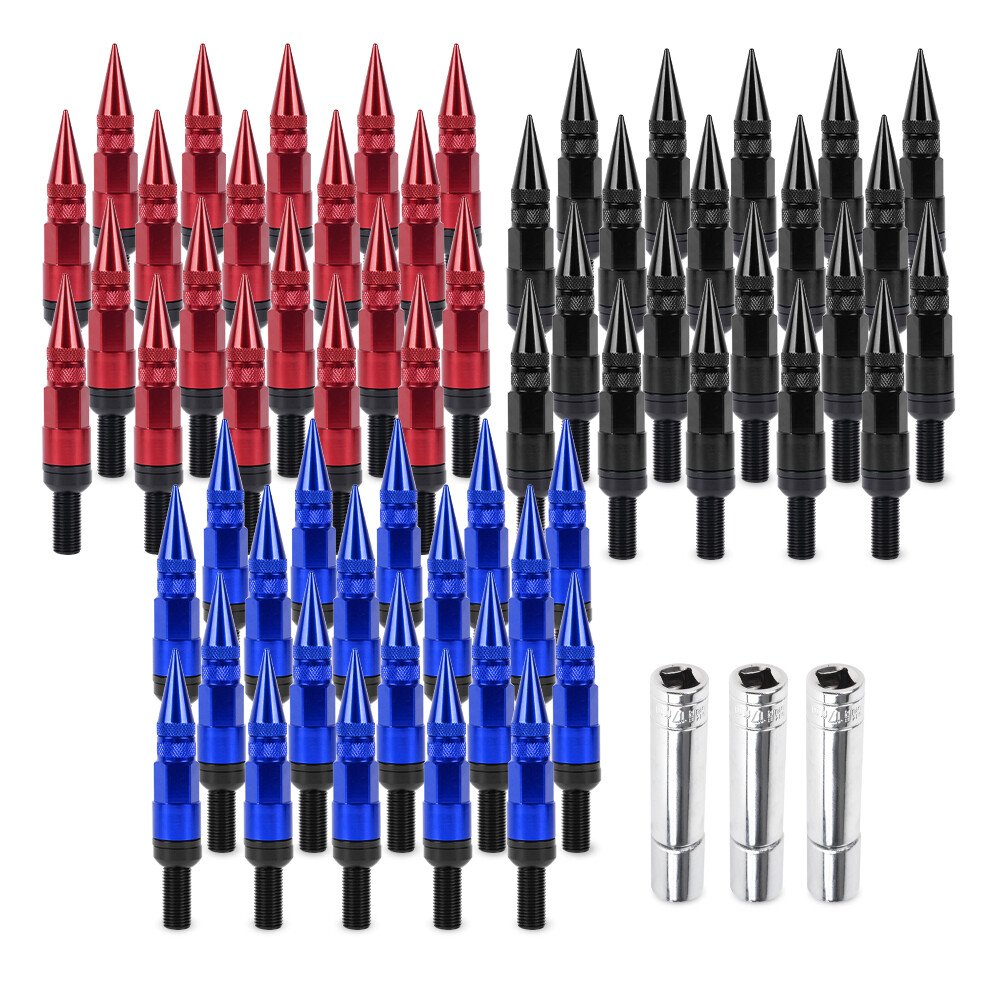 20PCS 14x1.5 Racing Wheel Spike Lug Nuts Closed End Ball Seat with Key