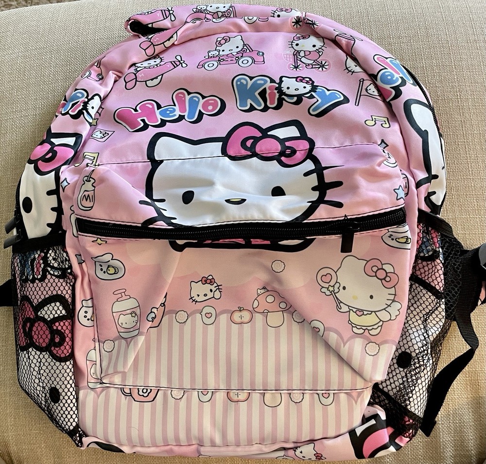 Hello Kitty Large Durable Canvas Backpack for School or Travel
