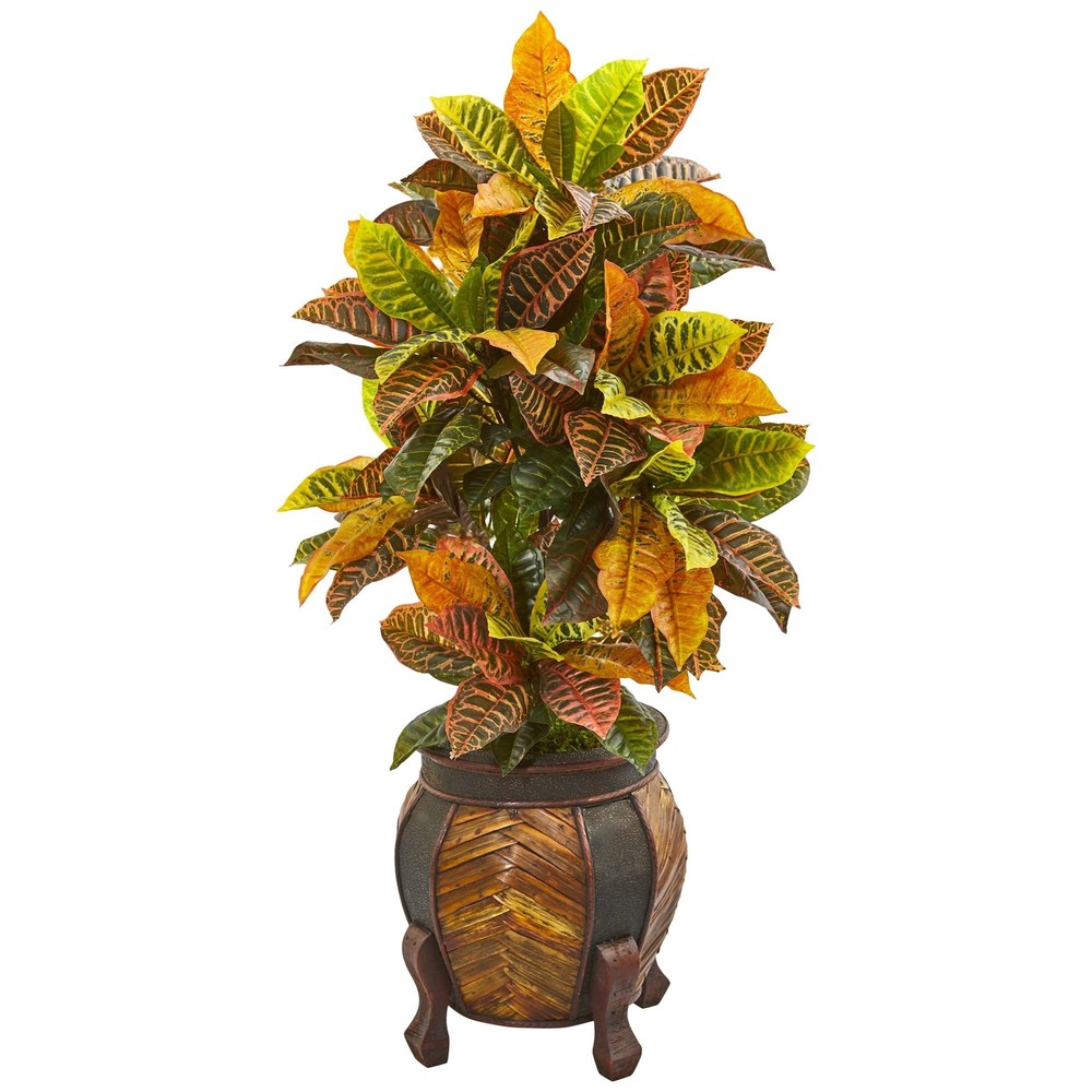 44-inch Croton Artificial Plant in Stylish Decorative Planter with Realistic Look