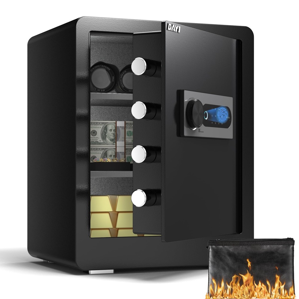 Biometric Fingerprint Safe Box 2.0 Cubic Feet Fireproof Home Safe with Storage Bag  -image