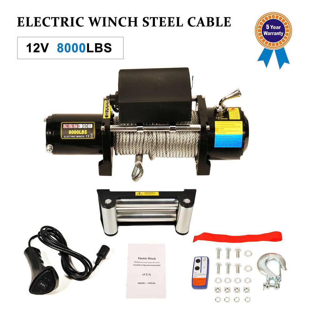 8000LBS Electric Winch Steel Fits Truck Trailer Pickup SUV Wireless Remote 12V