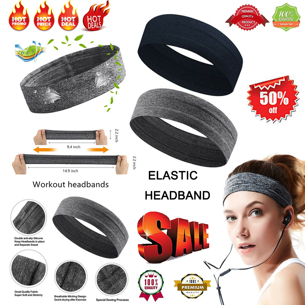 Men Women Elastic Sport Yoga Running Sweatband Multicolor Headband Hairband