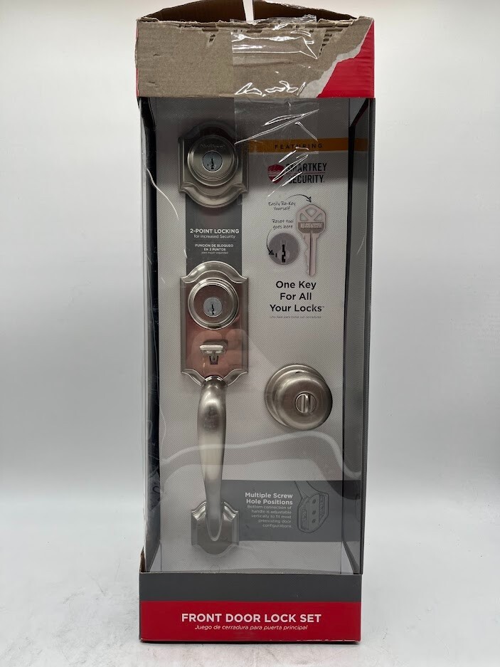 Kwikset Montara Satin Nickel Handleset with Juno Entry Knob for Single Door