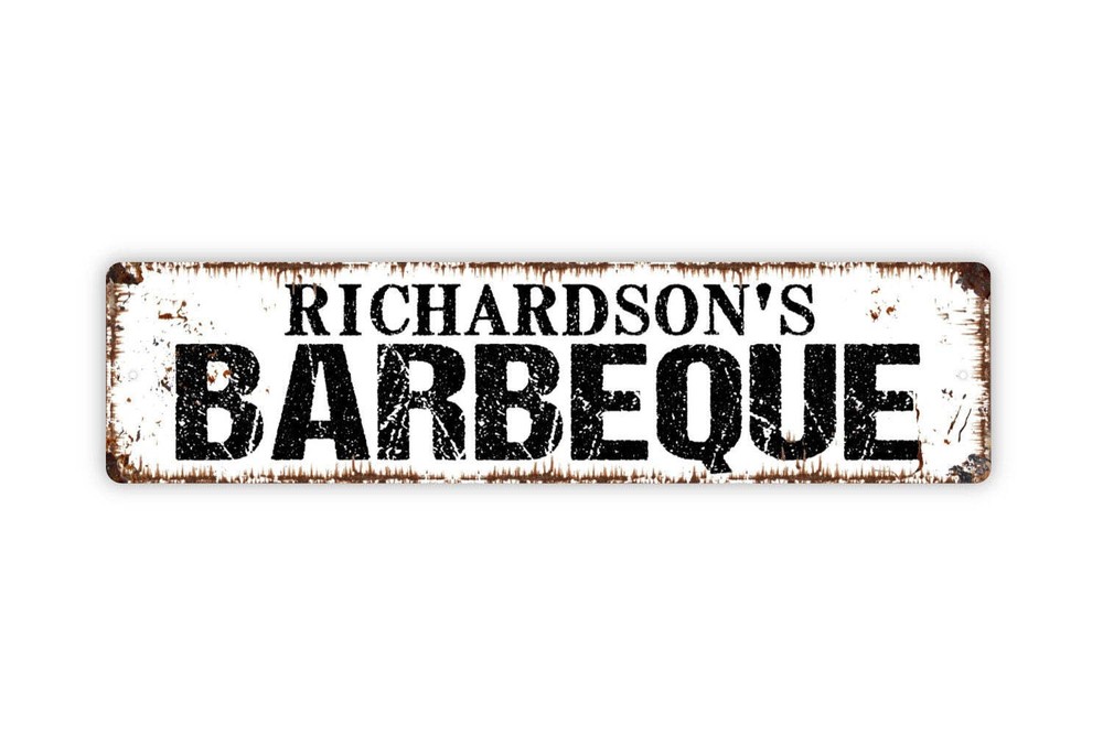 Personalized Barbeque Sign, Custom Metal Sign, Rustic Street Sign or Door Name