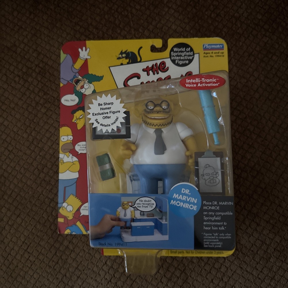 Simpsons Dr. Marvin Monroe Action Figure WOS MOC RARE Intelli-Tronic