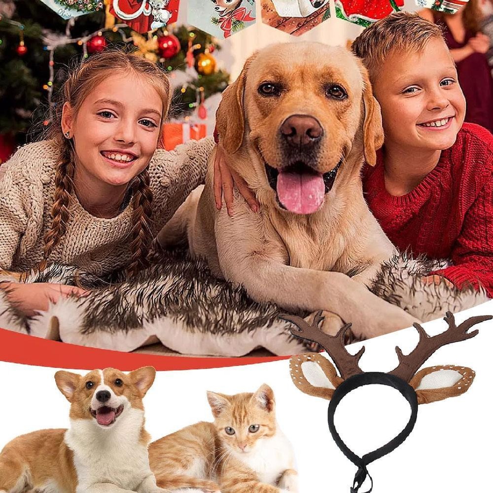 Christmas Reindeer Deer Antler Headband Cat & Dog Headband Decoration/