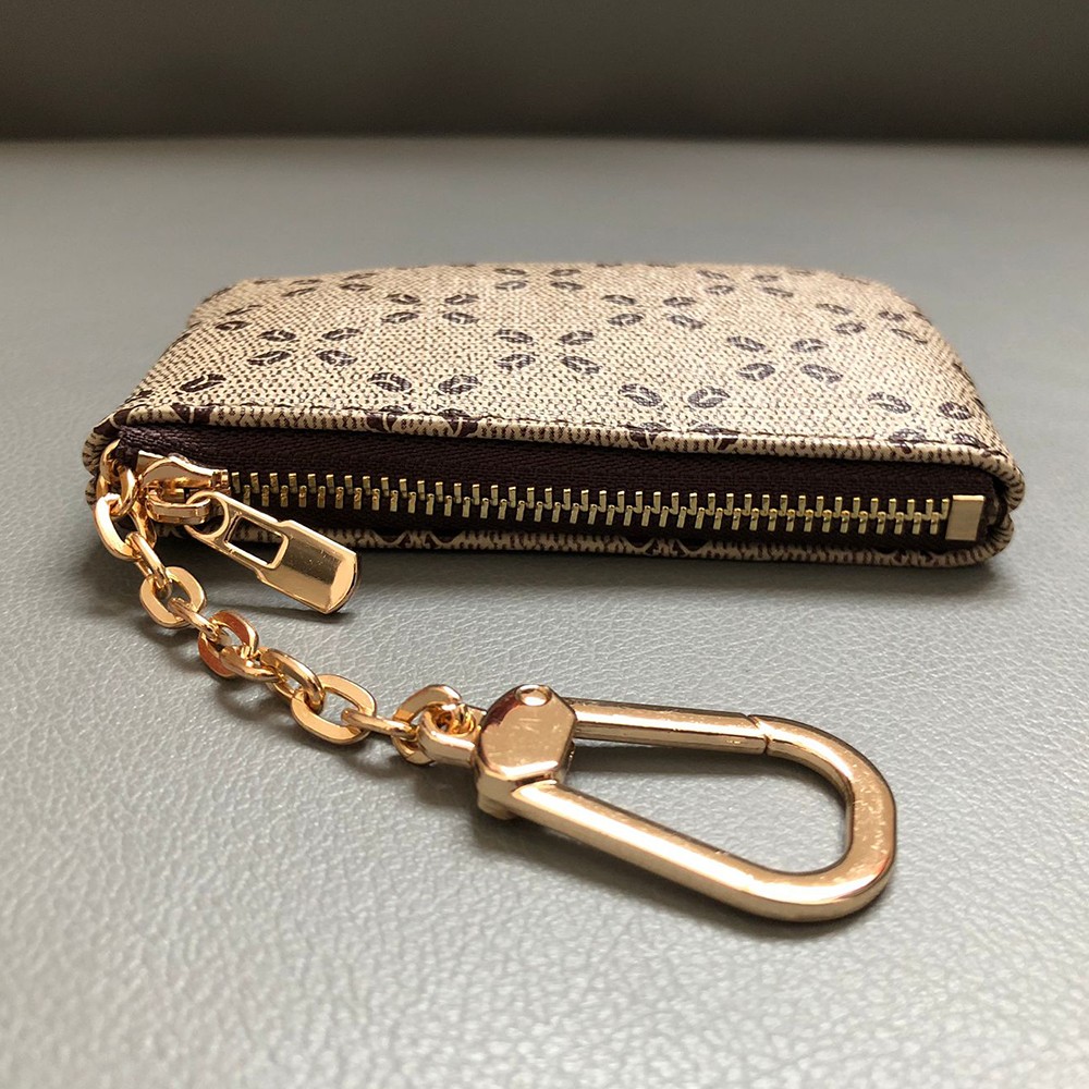 Leather RFID Blocking Credit Card Holder with Zipper Pocket & Keychain Pouch-image