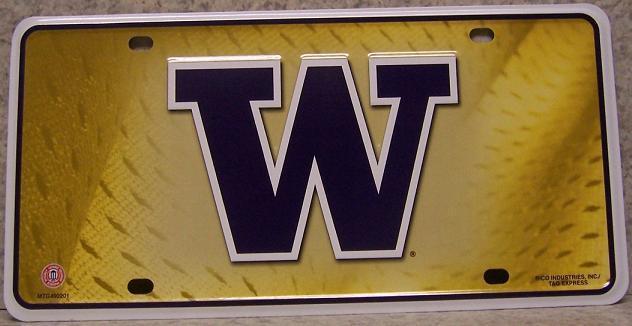 Washington Huskies NCAA Aluminum License Plate - New