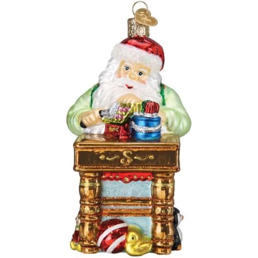Old World Christmas Santa Glass Ornament with Free Display Box