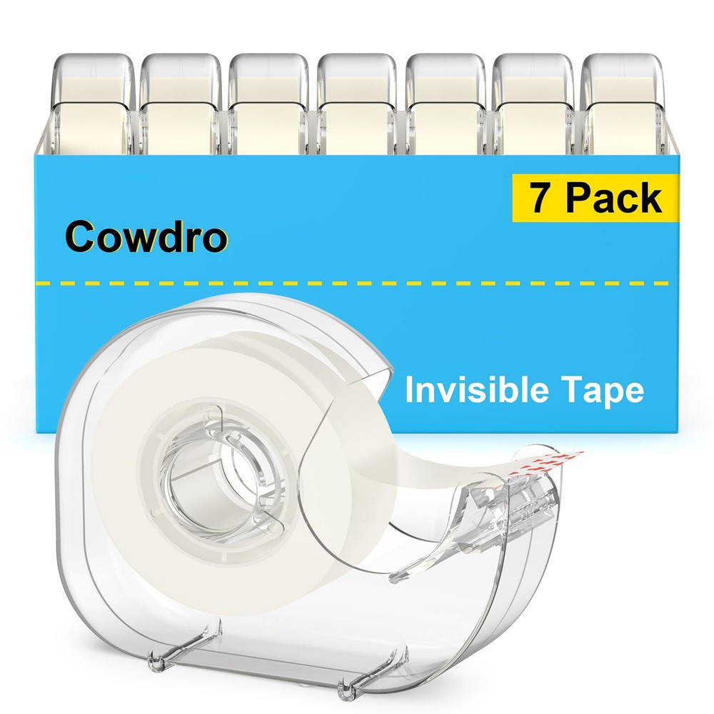 7 Rolls Invisible Tape Refills with Tape Dispenser - Matte Tape Writable Tape...