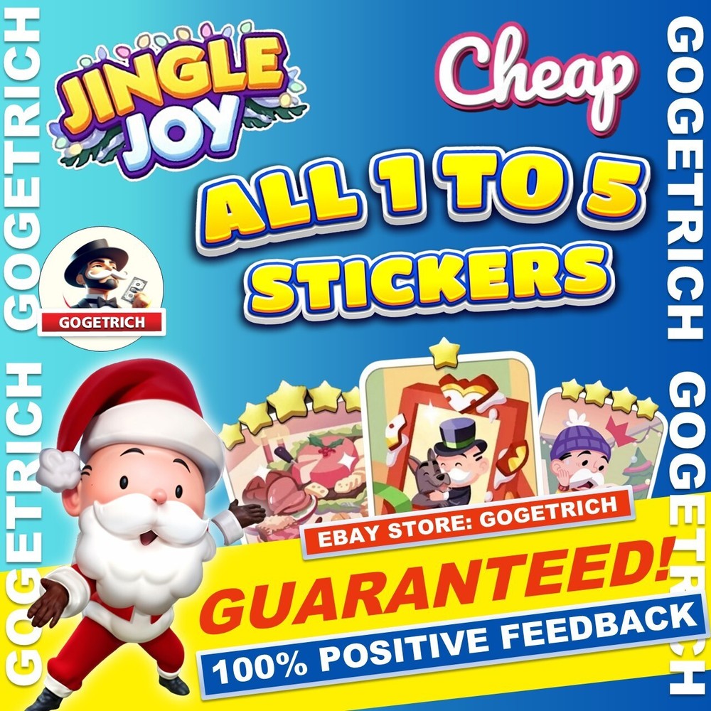 [CHEAPEST 🔥]  BUY NOW ! JINGLE_JOY Album Monopoly_GO 1-5 Star Stickers Cards-image
