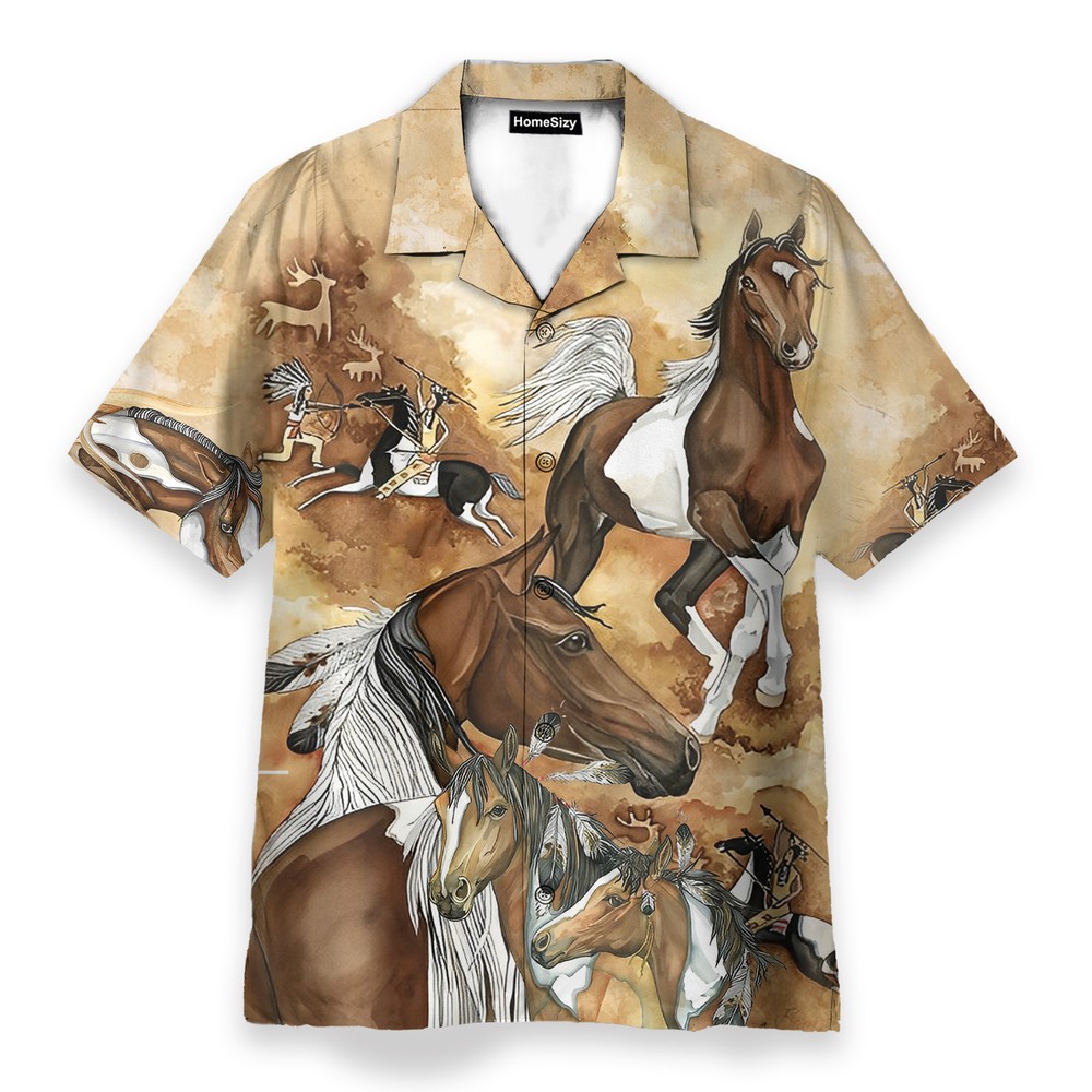 Native American Horse Style   Hawaiian Shirt Beach Shorts