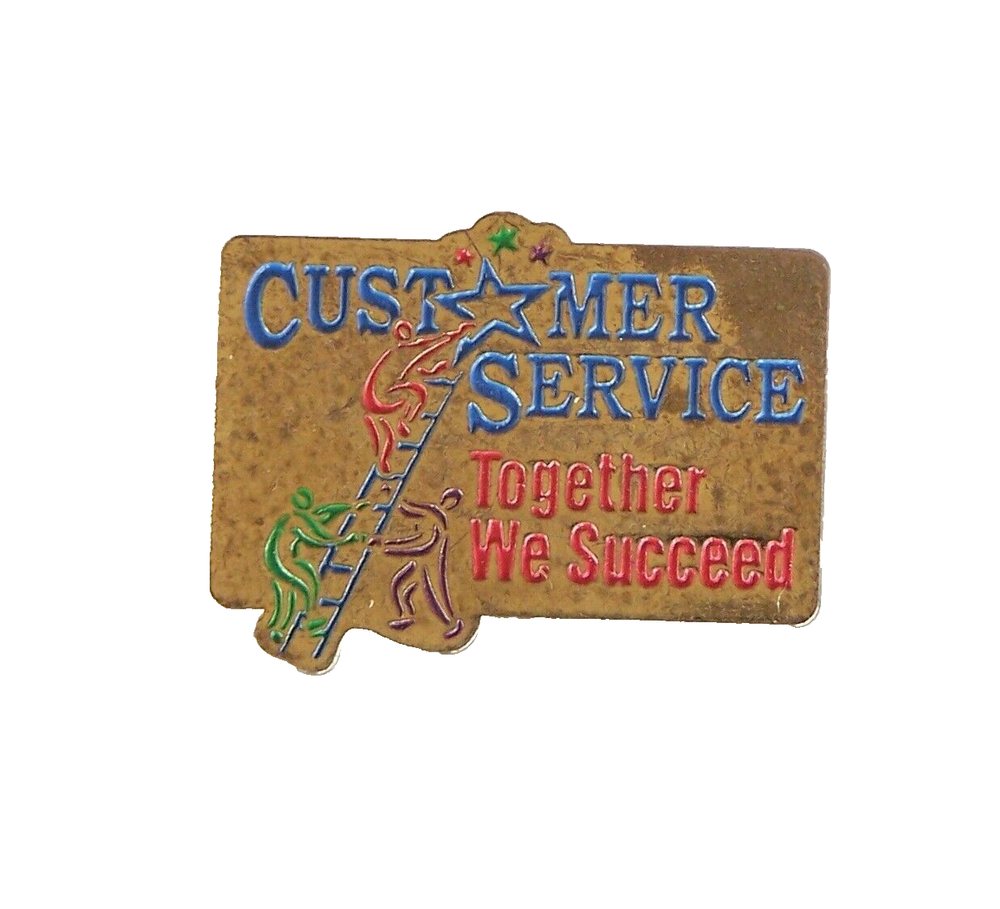 Vintage Customer Service Award Lapel Pin Metal Badge Brooch-image