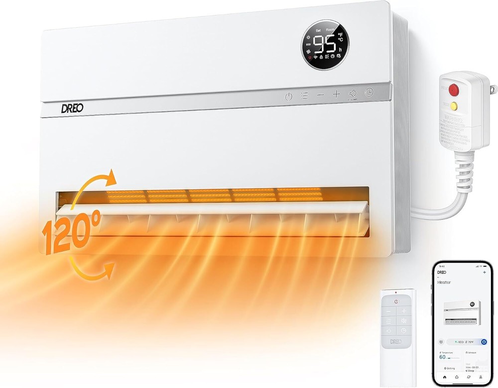 Dreo Calentador de Pared para Baño, Calentadores Inteligentes con Enchufe ALCI, Blanco