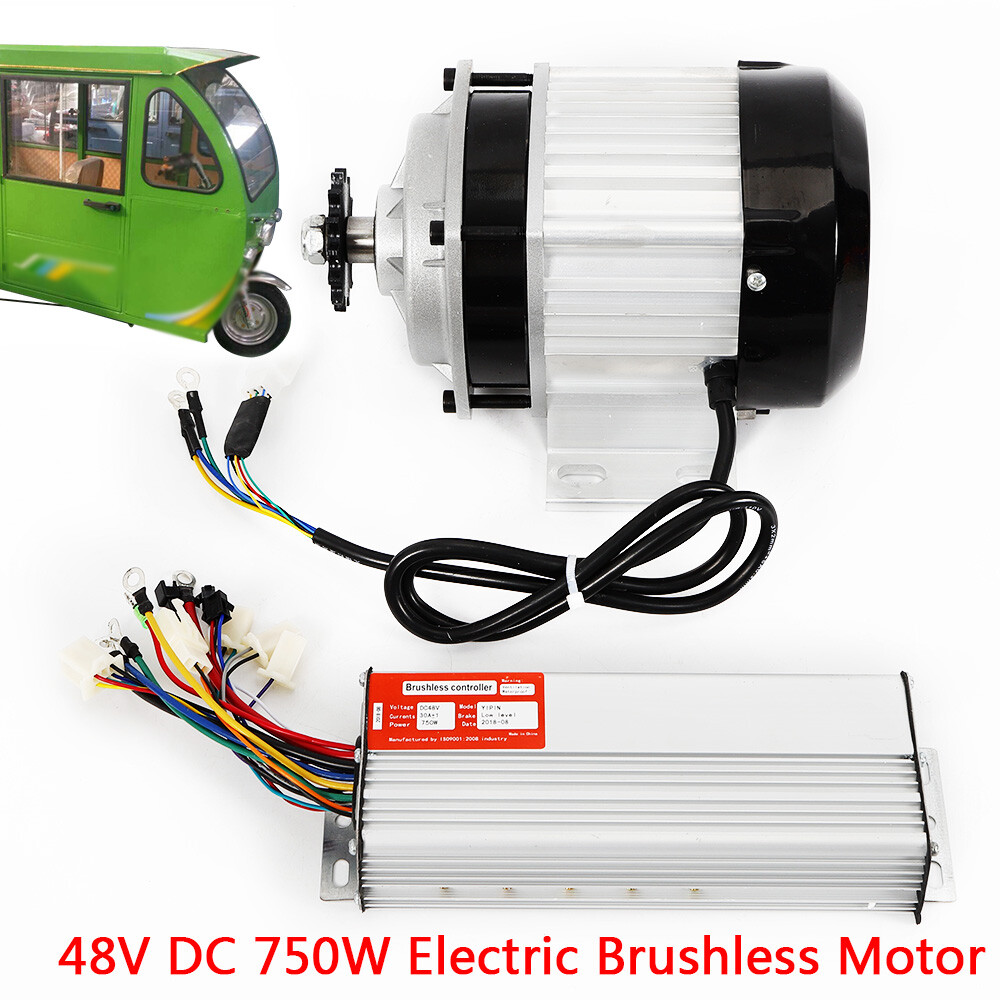 48V DC 750W Electric Brushless Motor  w/ Controller For DIY tricycle E-bikes