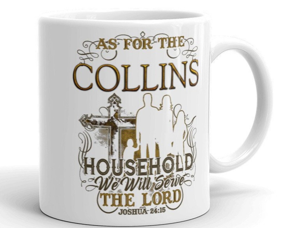 Christian Inspirational Coffee Mug for Home or Gift Collins Household Serve Lord Design  