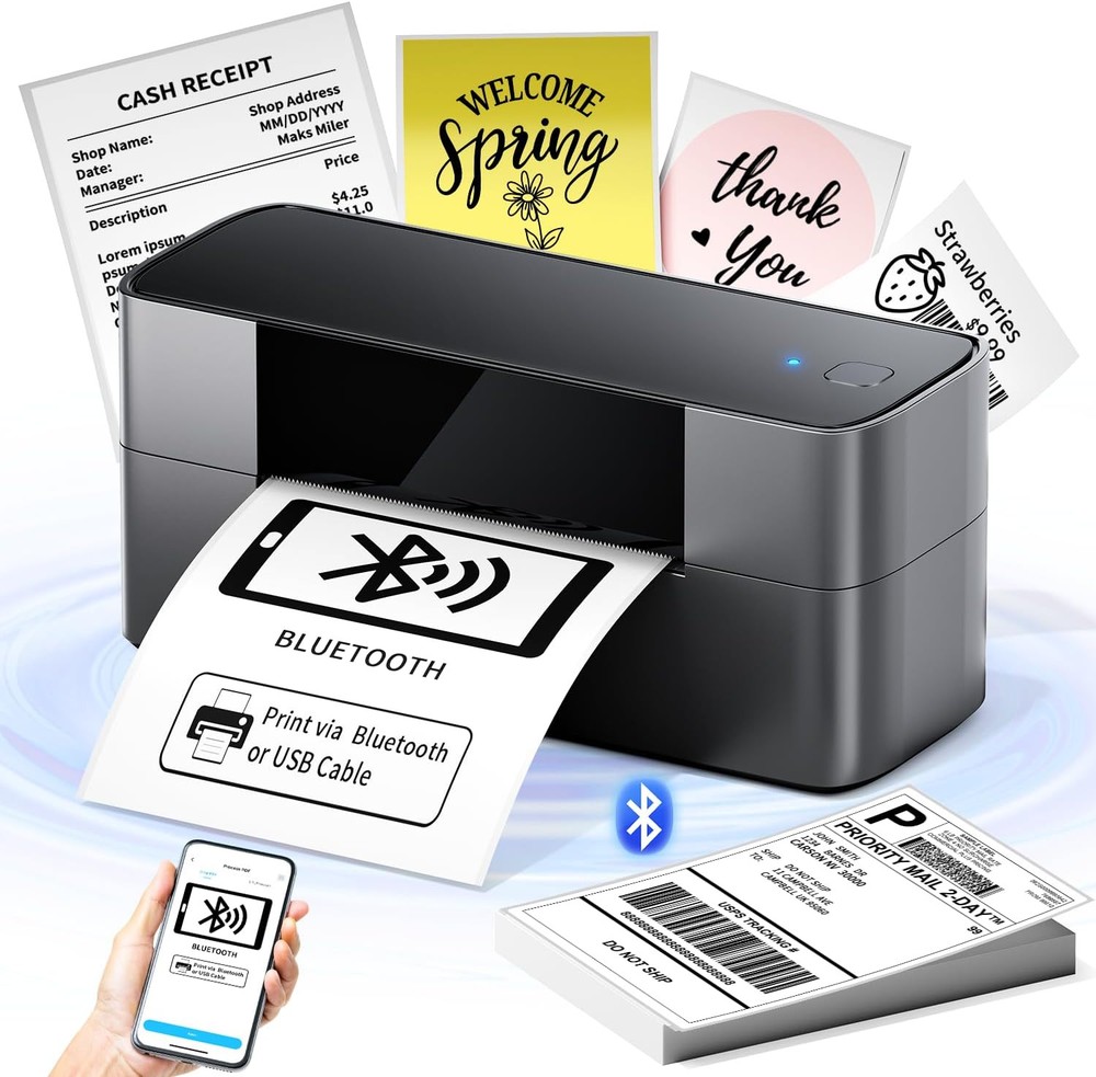 Wireless Grey Bluetooth Thermal Shipping Label Printer for Easy Packing