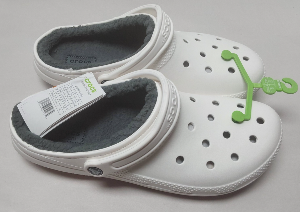 NEW Crocs CLASSIC LINED Clog M12 Comfortable Fur Slip On / WHITE