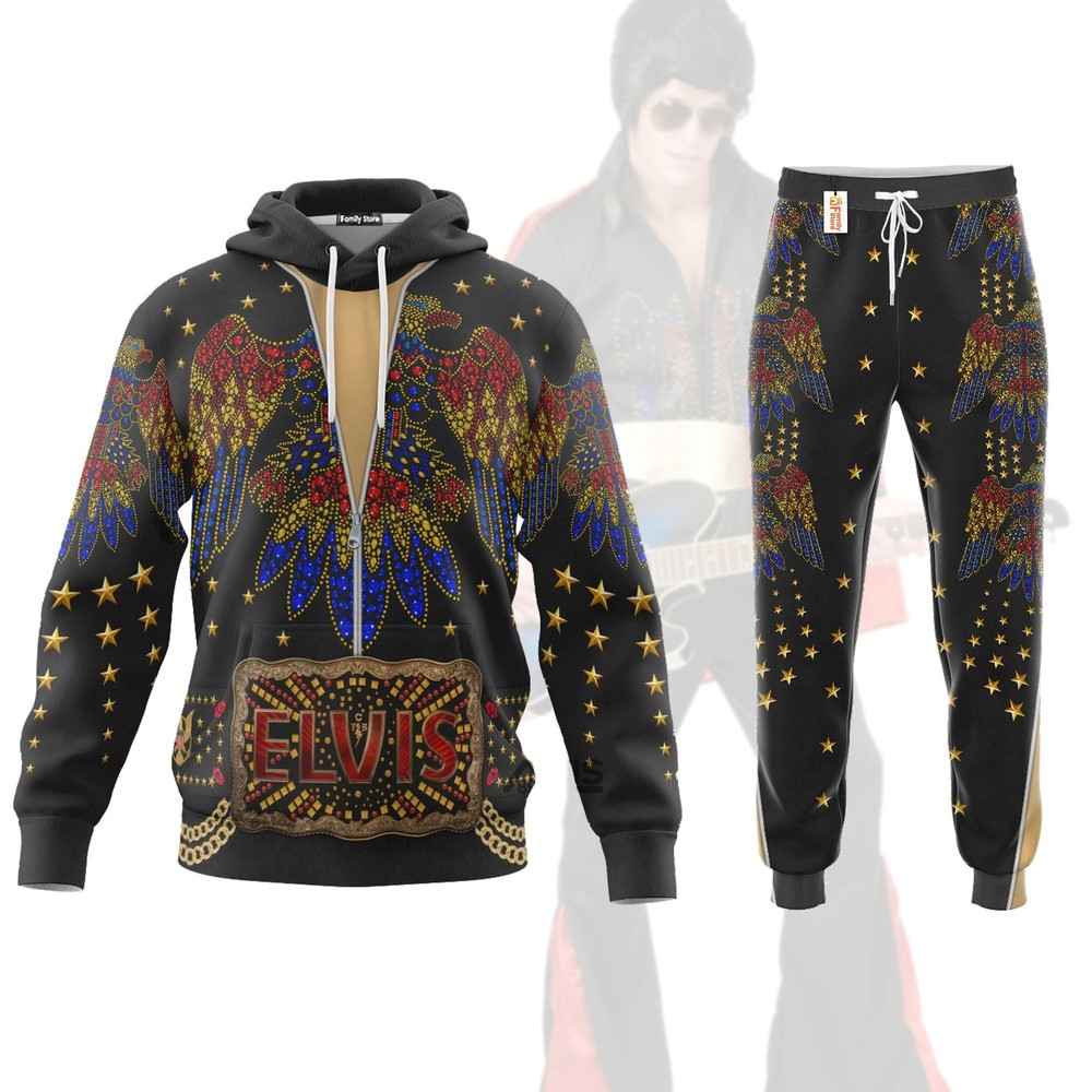 Elvis Aloha Black Costume Cosplay Hoodie Sweatshirt Sweatpants Set ELHS11